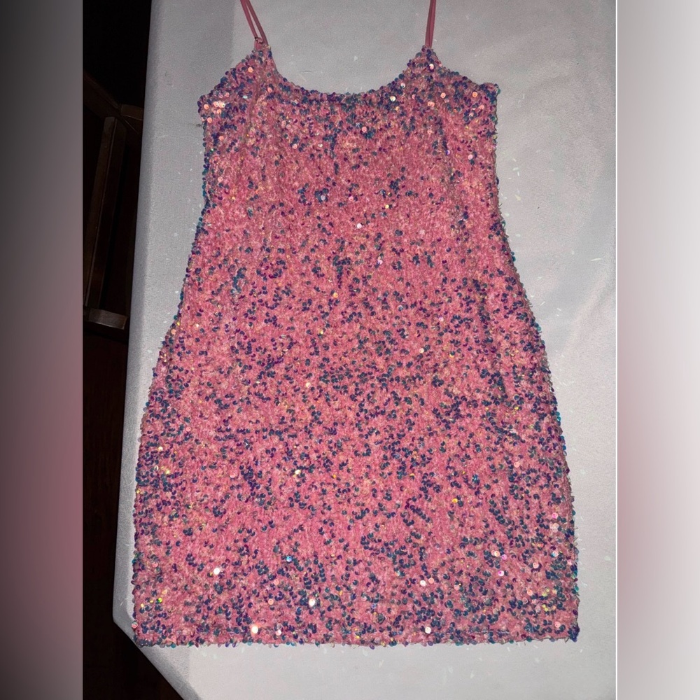 Lucy in the Sky Pink and Blue Sequin Mini Dress